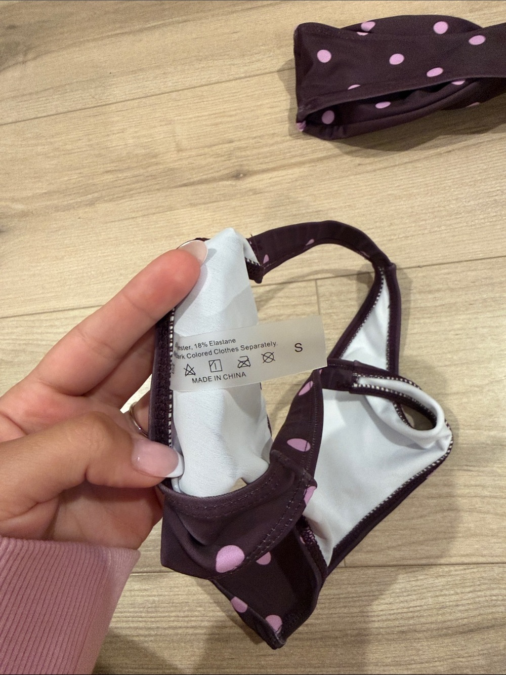 SHEIN Purple Polka Dot Bandeau Bikini Set - Pink Dots - Picture 3 of 4